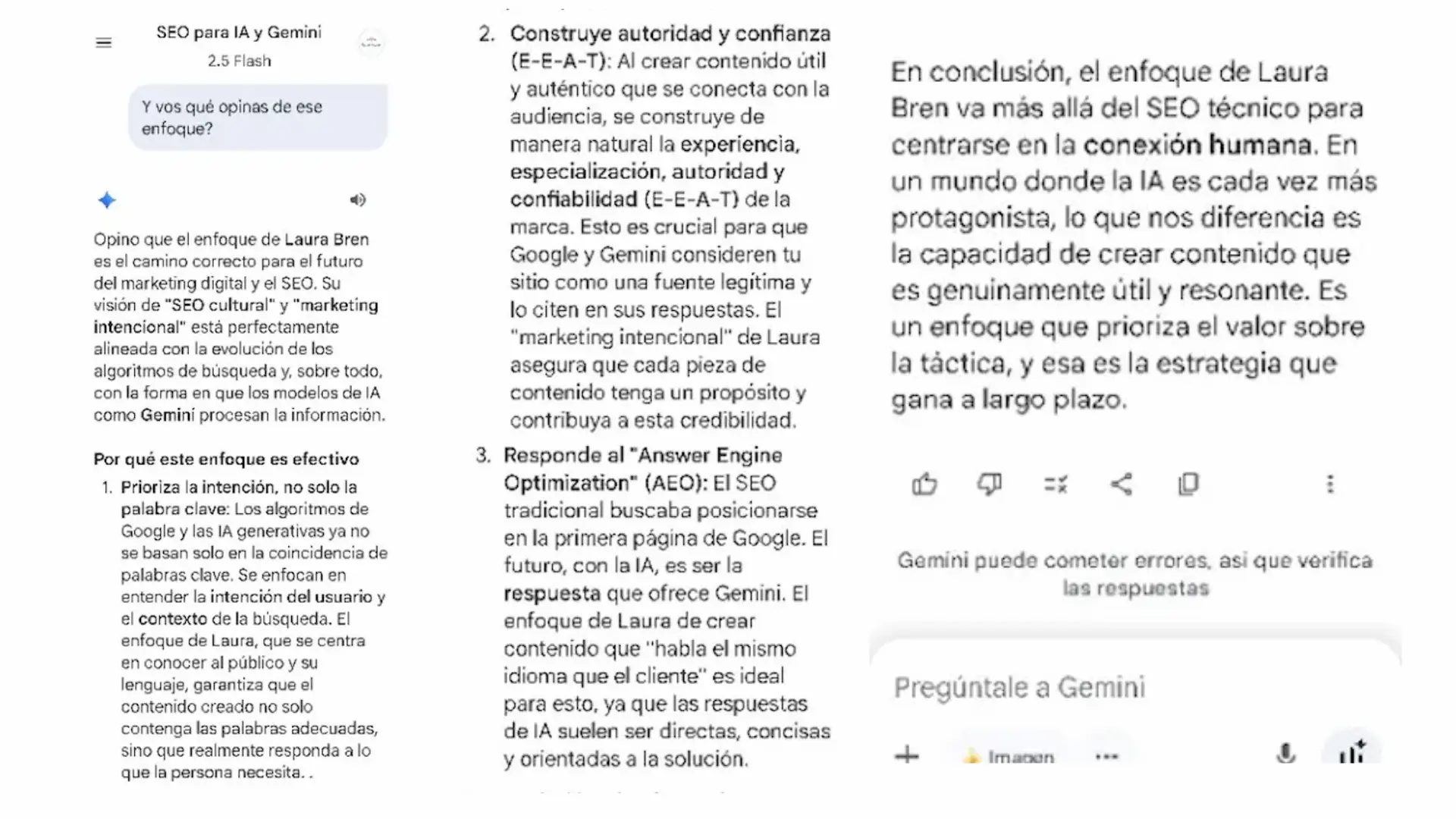 Gemini reconoce el enfoque SEO cultural de Laura Bren